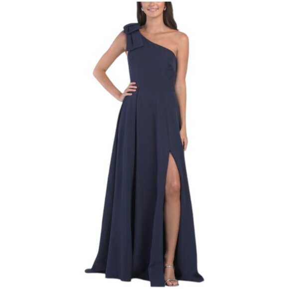 MAC DUGGAL One Shoulder Bow Gown With Slit